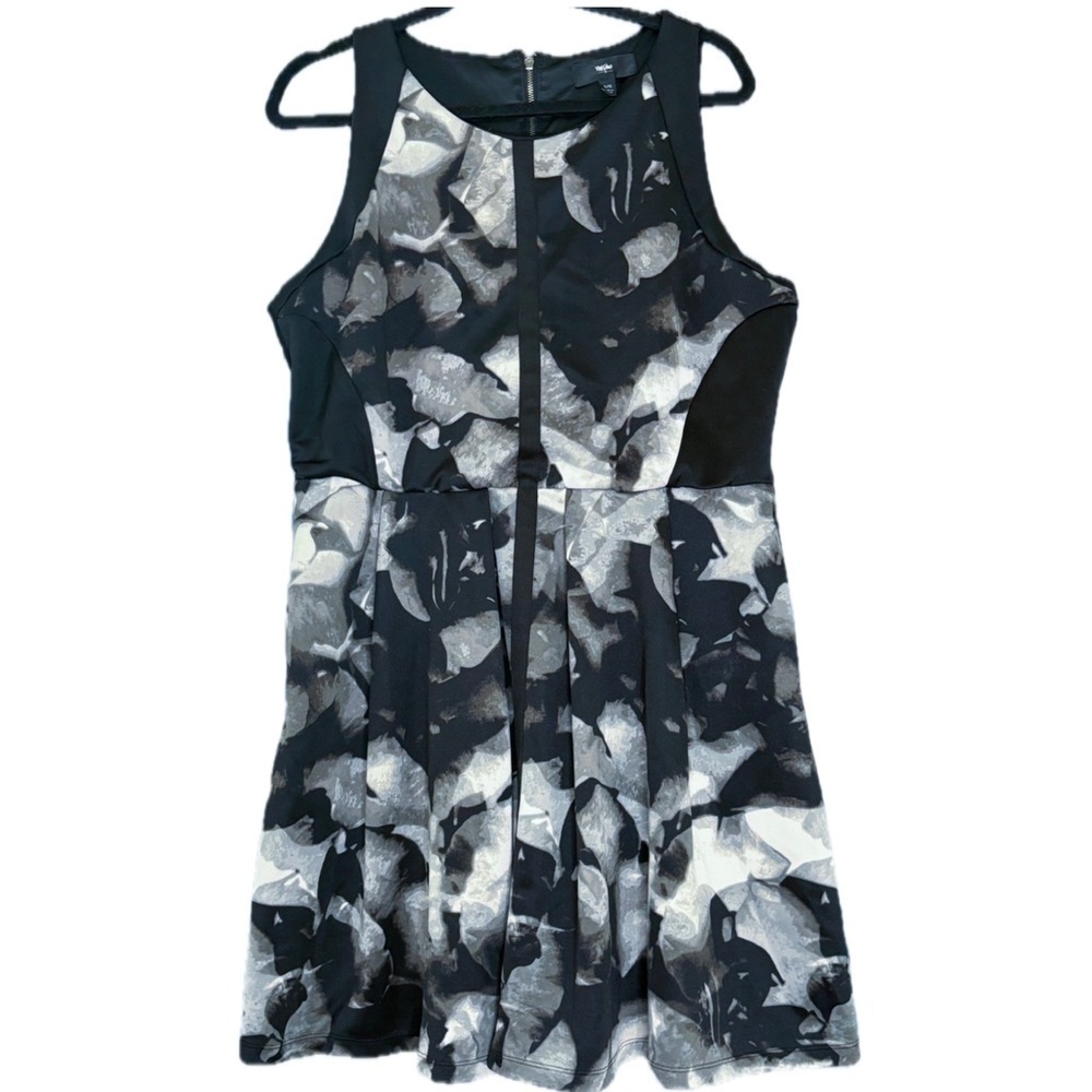 Black Gray Sleeveless Fit And Flare Dress Size XL Goth Core Neutral Retro Party